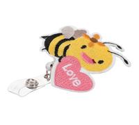 Cute Bee Felt Badge Holder Clip for Name Cards and Ids | Plastic Retractable Buckle, Smooth Surface, Secure Access, for Restaurant Staff, Security, School Use