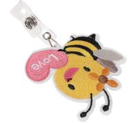 Cute Bee Felt Badge Holder with Retractable Clip | Plastic Construction, Smooth Bee-pattern Exterior, Hands-free Access, Secure Attachment, Holds Keys, Suitable for Backpacks,