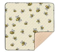 Cute Bee Happy Good Luck Pattern Cute Foldable Baby Playmat for Floor Comfortable Activity Entertainment Mat for Babies Infants Toddlers, 50'' x 50''