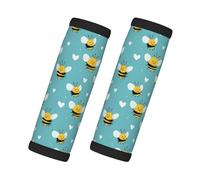 Cute Bee Heart Print Luggage Handle Wraps for Suitcase, Soft Travel Luggage Handle Cover Tags Identifiers for Suitcases