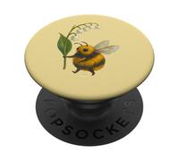 Cute Bee Holding Lily of the Valley Flower Nature Aesthetic PopSockets Adhesive PopGrip