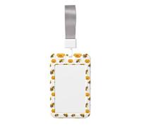 Cute Bee Honey Print Badge Holder with Lanyard, Hard Plastic Vertical Name ID Card Badge Holders