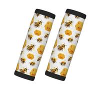 Cute Bee Honey Print Luggage Handle Wraps for Suitcase, Soft Travel Luggage Handle Cover Tags Identifiers for Suitcases