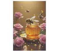 Cute Bee Jigsaw Puzzles for Kids 1000 Pieces 3d Wooden Puzzle Decompression Game for Adults Women Girl Educational Game Toys （78×53cm）