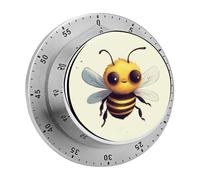 Cute Bee Kitchen Timers for Cooking Stainless Steel Egg Timer Magnetic Countdown Clock 60 Minute Mechanical Wind Up for Classroom Gym Study Teacher