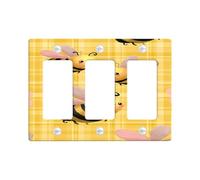 Cute Bee Light Switch Cover Plate, Yellow Honeycomb Style for Summer Decor, Thermoplastic Wall Plate, Standard Size 3 Gang Wall Plate