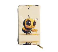 Cute bee Long leather wallet, portable credit card holder, zippered coin purse, and ID compartment