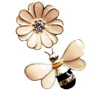 Cute Bee Pin Badge Enamel Brooch Daisy Flower, Bee Gifts for Women,Mum, Girl, Flower Brooch (cream) bee merchandise UK, bee novelty gifts