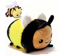 Cute Bee Plush Toy, Super Soft Kawaii Honeybee Pillow Cushion, 20cm Animal Stuffed Doll with 10cm Plush Bee Keychain, Perfect for Hugging, Birthday Gift for Kids Boys Girls & Plushie Lovers
