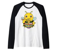 Cute Bee Ramen Graphic Kawaii Bumblebee Japanese Anime Style Raglan Baseball Tee