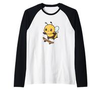 Cute Bee Skateboard Retro Raglan Baseball Tee