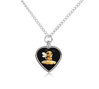 Cute Bee with Honey Cute Pet Urn Necklace Cremation Jewelry for Ashes Heart-shaped Pendants for Dog Cat Lover
