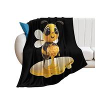 Cute Bee with Honey Lightweight Blanket Throw Warm Flannel Blankets Soft Throws for Sofa Bed Couch