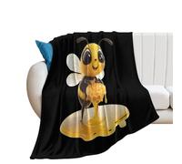 Cute Bee with Honey Lightweight Blanket Throw Warm Flannel Blankets Soft Throws for Sofa Bed Couch