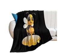 Cute Bee with Honey Lightweight Blanket Throw Warm Flannel Blankets Soft Throws for Sofa Bed Couch