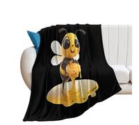 Cute Bee with Honey Lightweight Blanket Throw Warm Flannel Blankets Soft Throws for Sofa Bed Couch