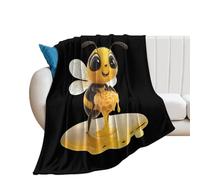 Cute Bee with Honey Lightweight Blanket Throw Warm Flannel Blankets Soft Throws for Sofa Bed Couch