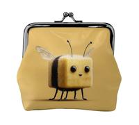 Cute bee Womenâ€™s Small Coin Purse,Rectangle Kiss Lock Coin Pouch, Pocket-Sized, Mini Coin Purse for Women