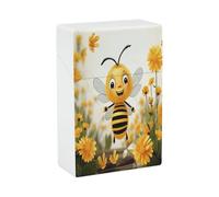 Cute Bees Daisy Flower Cigarette Case Stylish Lightweight Pocket Holder Case for Smoke Waterproof Cigarette Dispenser Cigarettes Accessories for Outdoor Camping Hiking