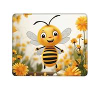 Cute Bees Daisy Flower Mouse Pad with Stitched Edge, Comfortable Mouse Pads with Non-Slip Rubber Base Gaming Mouse Mat Washable Mousepads Computers Laptop Desk Accessories for Office 8.3 x 10.3 in