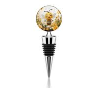 Cute Bees Daisy Flower Wine Stopper Reusable Wine Bottle Stopper Decorative Metal Beverage Bottle Toppers for Champagne, Liquor & Oil Bottles Wedding Christmas Party Bar Decor