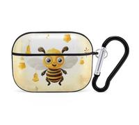 Cute Bees Honey AirPods Pro Case Cover with Keychain Ring PC Hard Shell Protective Case for AirPods Pro 2nd for Women Men Generation Easy Open Full Drop Protection Cover Black-Style