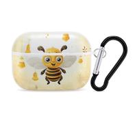 Cute Bees Honey AirPods Pro Case Cover with Keychain Ring PC Hard Shell Protective Case for AirPods Pro 2nd for Women Men Generation Easy Open Full Drop Protection Cover White-Style