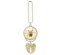 Cute Bees Honey Car Hanging Ornament Rear View Mirror Pendant Lucky Presents Hanging Ornament Funny Car Pendant for Office Auto Home Decoration Golden-style