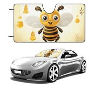 Cute Bees Honey Car Windshield Sun Shade Keep Car Interior Cool 55"x30" Folding Front Window Sun Shade, Heat Shield for SUV, Truck, Blocks UV