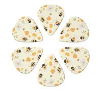 Cute Bees Honey Print Guitar Picks 6 Pack With Organizer Storage Bag 0.46 0.71 0.96mm Guitar Plectrums Guitars Accessories For Bass Electric Acoustic Guitars