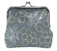 Cute Bees Kiss Closure Leather Wallet Dark Grey Small Change Girls Cute Bees Dark Grey One Size Fits All Classic Cute Bees Dark Grey UNITALLA Classic, Cute Bees Dark Grey, UNITALLA, Classic