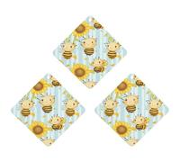 Cute Bees Sunflowers 3 Pcs Car Air Freshener Automotive Aromatherapy Tablets Hanging Scented Cards for Room Bathroom Rhombus