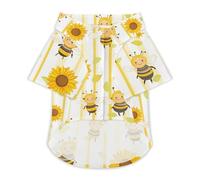 Cute Bees Sunflowers Funny Pet T-Shirt Soft Short Sleeve Button Down Dog Clothes for Cat Puppy