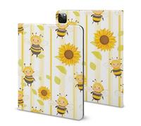 Cute Bees Sunflowers Funny Tablet Case with Pen Slot Lightweight Hard Protective Cover Compatible with iPad 2020/Pro 2020/Pro 2021/Air4/Air5