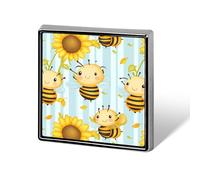 Cute Bees Sunflowers Square Shape Brooches Pins Lightweight Metal Lapel Pin Memorial Badges Jewelry Gift