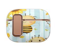 Cute Bees Sunflowers Stylish Case Cover Compatible with AirPods Pro 2 Hard PC Protector with Black Button Buckle