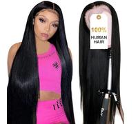 CUTE BEIN 32 Inch Lace Front Wig Human Hair 180 Density 33x6 HD Lace Front Wig Real 100% Human Hair Pre Plucked Glueless for Women Straight Front Wig Natural Color