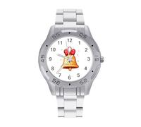Cute Bell for Christmas Business Watch for Men Metal Band Watches Casual Gift Three-Hand Wrist Watch for Boyfriend Father