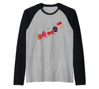 Cute Berry Pie Kawaii Fruit Friends Cartoon Illustration Raglan Baseball Tee