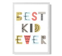 Cute Best Ever Kid Scandi Quote Framed Print SIZE: A2 with White Frame ARTZE Yellow A2