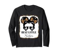 Cute Best Little Sister Bleached Leopard Best Lil Sis Long Sleeve T-Shirt