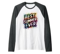 Cute Best Summer Ever Girls Vacation Swim Mermaid Beaching Raglan Baseball Tee
