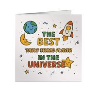 Cute Best Table Tennis Player in the Universe Greeting Card - for Office Pal, Workmate - Retirement, Farewell, Appreciation - Customisable Job Title - Professionally Printed in the UK