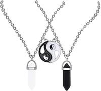 Cute Bff Magnetic Matching Pendant Necklace Set For 2,Two Souls One Heart Wishing Stone, Mushroom, Dinosaur, Weirdo 1 And Weirdo 2, Couples Friendship Gifts For Women Girl, Long Distance Jewelry Dura