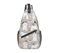 Cute Bichon Frise Coffee Chest Bag Crossbody Shoulder Bag Travel Hiking Daypack for Unisex