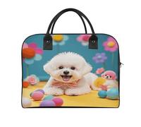 Cute Bichon Frise Dog Laptop Tote Bag Casual Travel Handbag Multi Pocket Shoulder Bags for Work Travel