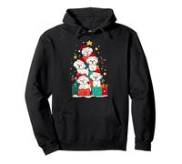 Cute Bichon Frise Dog Pile Christmas Tree Xmas Hat Pullover Hoodie