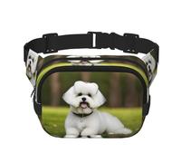 cute Bichon Frise Dog print Fanny Pack Purse with Adjustable Strap Square Double Layer Waist Bag Belt Unisex Everywhere