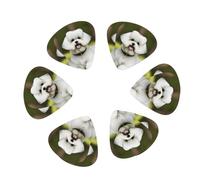 cute Bichon Frise Dog print Guitar Picks 12PCS Mixed Gauges(0.46/0.71/0.96mm) with Case, for Guitar/Ukulele