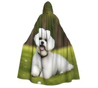 cute Bichon Frise Dog print Unisex Medieval Viking Hooded Cape Cloak for Halloween Cosplay, Christmas Party Costume Outfits